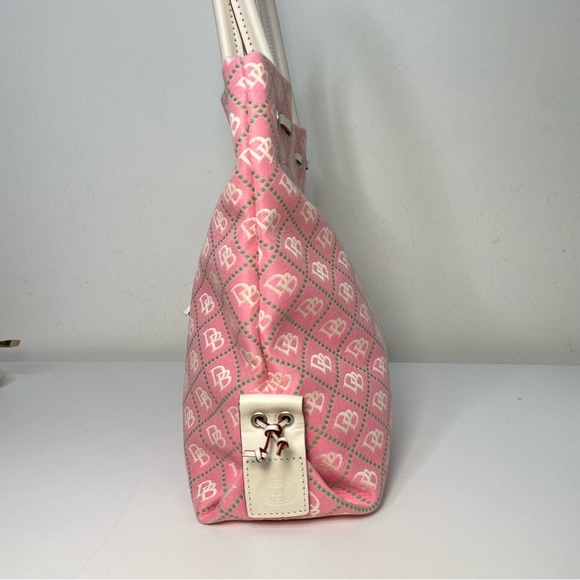 DOONEY & BOURKE Canvas Leather Tassel Tote Satchel RARE pink with white leather - Picture 5 of 16